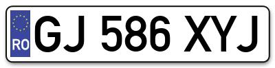 Placuta inmatriculare numar auto  GJ-586-XYJ, GJ 586 XYJ, GJ586XYJ