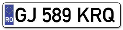 Placuta inmatriculare numar auto  GJ-589-KRQ, GJ 589 KRQ, GJ589KRQ