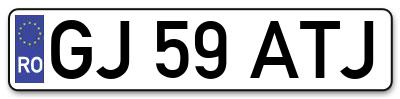 Placuta inmatriculare numar auto  GJ-59-ATJ, GJ 59 ATJ, GJ59ATJ