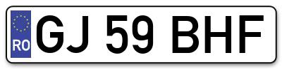 Placuta inmatriculare numar auto  GJ-59-BHF, GJ 59 BHF, GJ59BHF