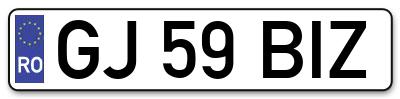 Placuta inmatriculare numar auto  GJ-59-BIZ, GJ 59 BIZ, GJ59BIZ