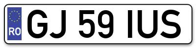 Placuta inmatriculare numar auto  GJ-59-IUS, GJ 59 IUS, GJ59IUS