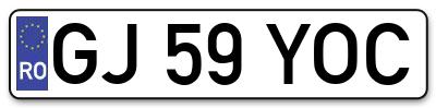 Placuta inmatriculare numar auto  GJ-59-YOC, GJ 59 YOC, GJ59YOC
