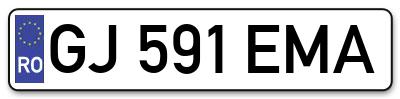 Placuta inmatriculare numar auto  GJ-591-EMA, GJ 591 EMA, GJ591EMA