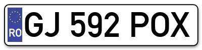 Placuta inmatriculare numar auto  GJ-592-POX, GJ 592 POX, GJ592POX