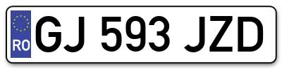 Placuta inmatriculare numar auto  GJ-593-JZD, GJ 593 JZD, GJ593JZD
