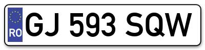 Placuta inmatriculare numar auto  GJ-593-SQW, GJ 593 SQW, GJ593SQW