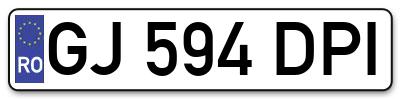 Placuta inmatriculare numar auto  GJ-594-DPI, GJ 594 DPI, GJ594DPI