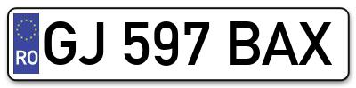 Placuta inmatriculare numar auto  GJ-597-BAX, GJ 597 BAX, GJ597BAX