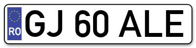Placuta inmatriculare numar auto  GJ-60-ALE, GJ 60 ALE, GJ60ALE