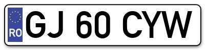 Placuta inmatriculare numar auto  GJ-60-CYW, GJ 60 CYW, GJ60CYW