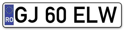 Placuta inmatriculare numar auto  GJ-60-ELW, GJ 60 ELW, GJ60ELW