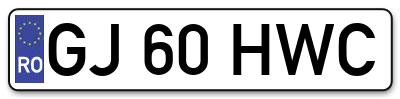 Placuta inmatriculare numar auto  GJ-60-HWC, GJ 60 HWC, GJ60HWC