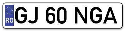 Placuta inmatriculare numar auto  GJ-60-NGA, GJ 60 NGA, GJ60NGA
