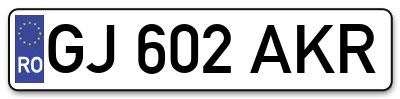 Placuta inmatriculare numar auto  GJ-602-AKR, GJ 602 AKR, GJ602AKR