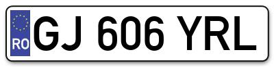 Placuta inmatriculare numar auto  GJ-606-YRL, GJ 606 YRL, GJ606YRL