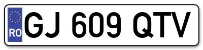 Placuta inmatriculare numar auto  GJ-609-QTV, GJ 609 QTV, GJ609QTV