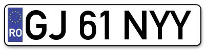 Placuta inmatriculare numar auto  GJ-61-NYY, GJ 61 NYY, GJ61NYY