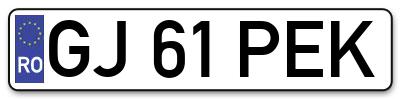 Placuta inmatriculare numar auto  GJ-61-PEK, GJ 61 PEK, GJ61PEK