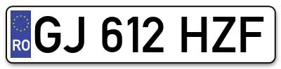 Placuta inmatriculare numar auto  GJ-612-HZF, GJ 612 HZF, GJ612HZF