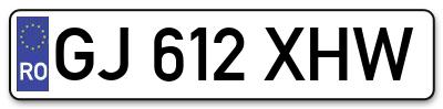 Placuta inmatriculare numar auto  GJ-612-XHW, GJ 612 XHW, GJ612XHW