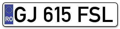 Placuta inmatriculare numar auto  GJ-615-FSL, GJ 615 FSL, GJ615FSL
