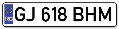 Placuta inmatriculare numar auto  GJ-618-BHM, GJ 618 BHM, GJ618BHM