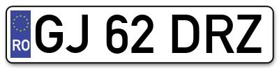 Placuta inmatriculare numar auto  GJ-62-DRZ, GJ 62 DRZ, GJ62DRZ