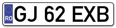 Placuta inmatriculare numar auto  GJ-62-EXB, GJ 62 EXB, GJ62EXB