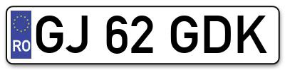 Placuta inmatriculare numar auto  GJ-62-GDK, GJ 62 GDK, GJ62GDK