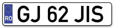 Placuta inmatriculare numar auto  GJ-62-JIS, GJ 62 JIS, GJ62JIS