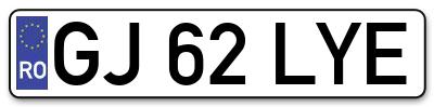 Placuta inmatriculare numar auto  GJ-62-LYE, GJ 62 LYE, GJ62LYE