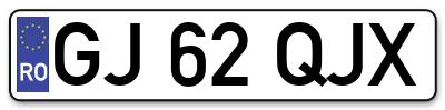 Placuta inmatriculare numar auto  GJ-62-QJX, GJ 62 QJX, GJ62QJX