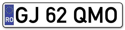 Placuta inmatriculare numar auto  GJ-62-QMO, GJ 62 QMO, GJ62QMO