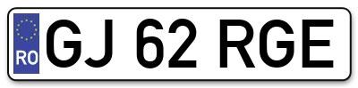 Placuta inmatriculare numar auto  GJ-62-RGE, GJ 62 RGE, GJ62RGE