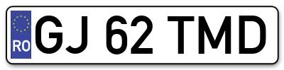 Placuta inmatriculare numar auto  GJ-62-TMD, GJ 62 TMD, GJ62TMD