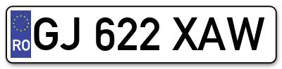 Placuta inmatriculare numar auto  GJ-622-XAW, GJ 622 XAW, GJ622XAW