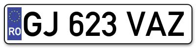 Placuta inmatriculare numar auto  GJ-623-VAZ, GJ 623 VAZ, GJ623VAZ