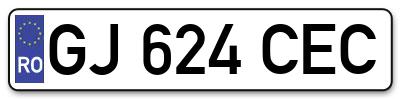 Placuta inmatriculare numar auto  GJ-624-CEC, GJ 624 CEC, GJ624CEC