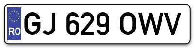 Placuta inmatriculare numar auto  GJ-629-OWV, GJ 629 OWV, GJ629OWV