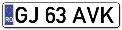 Placuta inmatriculare numar auto  GJ-63-AVK, GJ 63 AVK, GJ63AVK