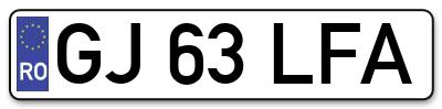 Placuta inmatriculare numar auto  GJ-63-LFA, GJ 63 LFA, GJ63LFA