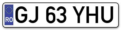 Placuta inmatriculare numar auto  GJ-63-YHU, GJ 63 YHU, GJ63YHU