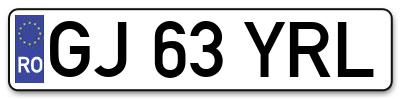 Placuta inmatriculare numar auto  GJ-63-YRL, GJ 63 YRL, GJ63YRL