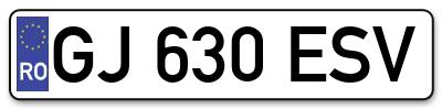 Placuta inmatriculare numar auto  GJ-630-ESV, GJ 630 ESV, GJ630ESV