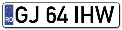 Placuta inmatriculare numar auto  GJ-64-IHW, GJ 64 IHW, GJ64IHW
