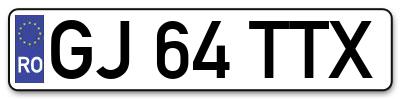 Placuta inmatriculare numar auto  GJ-64-TTX, GJ 64 TTX, GJ64TTX