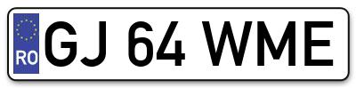Placuta inmatriculare numar auto  GJ-64-WME, GJ 64 WME, GJ64WME