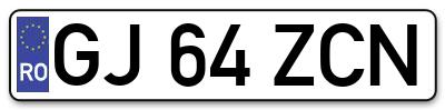 Placuta inmatriculare numar auto  GJ-64-ZCN, GJ 64 ZCN, GJ64ZCN