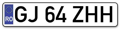Placuta inmatriculare numar auto  GJ-64-ZHH, GJ 64 ZHH, GJ64ZHH